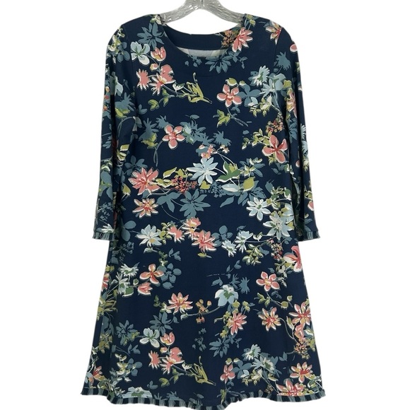 Spartina 449 Island Fringe Dress Peeples Song Blue Southern Garden Womens Small - Picture 13 of 14